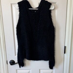 POL Black Fuzzy Knit Top